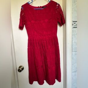 Forever 21 Vibrant Red Lace Midi Dress